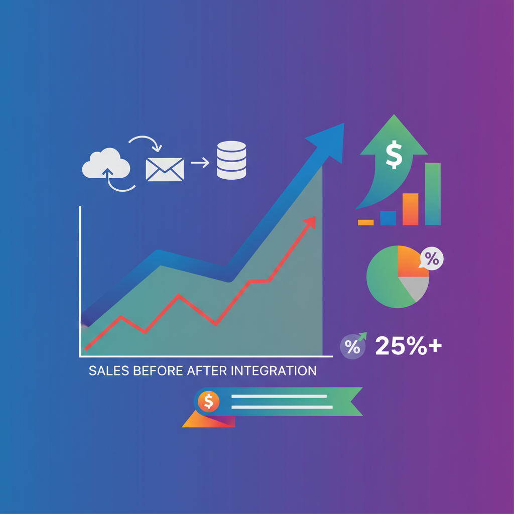 Gráfico mostrando o aumento de vendas ao longo do tempo após a implementação de integrações CRM.